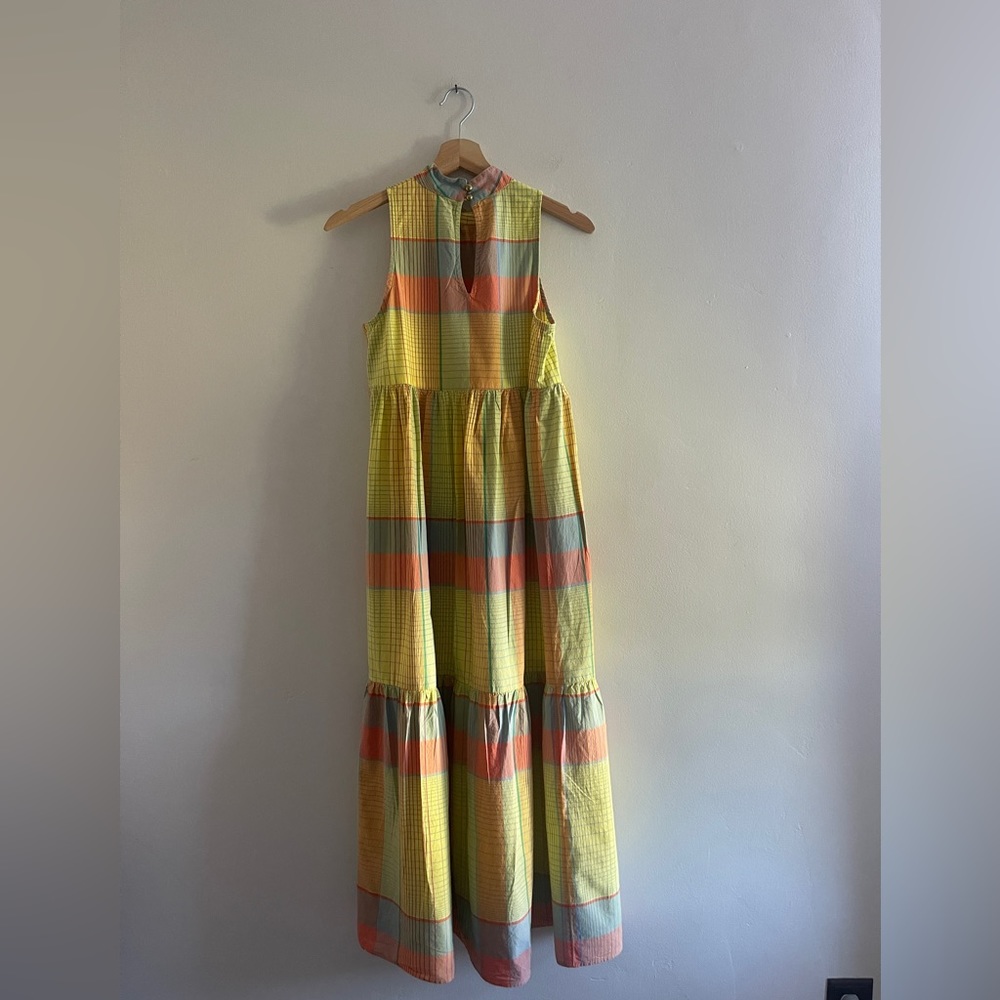 Urban Outfitters Yellow and Orange Plaid Midi Dress - Picture 13 of 16